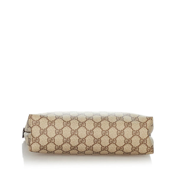 グッチ GGスプリーム 156.01 ベージュ ダークブラウン PVC レザー クラッチバッグ レディース GUCCI 【中古】