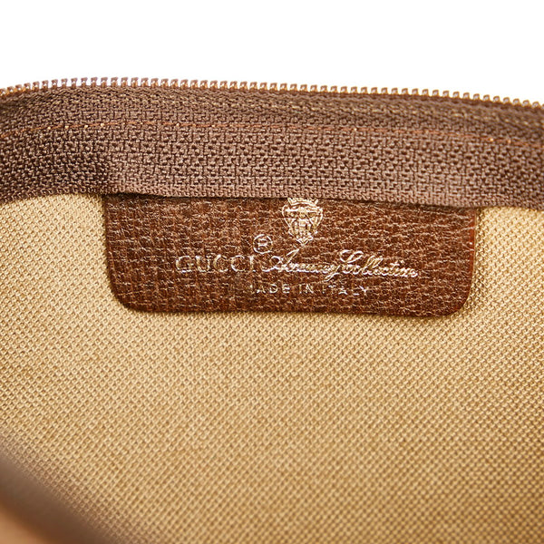 グッチ GGスプリーム 156.01 ベージュ ダークブラウン PVC レザー クラッチバッグ レディース GUCCI 【中古】