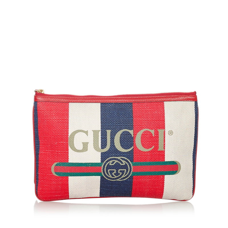グッチ 524788 マルチカラー レッド ブルー ホワイト キャンバス クラッチバッグ メンズ GUCCI 【中古】