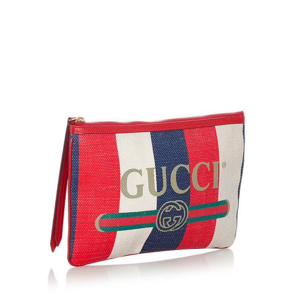 グッチ 524788 マルチカラー レッド ブルー ホワイト キャンバス クラッチバッグ メンズ GUCCI 【中古】