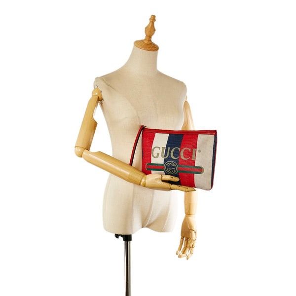 グッチ 524788 マルチカラー レッド ブルー ホワイト キャンバス クラッチバッグ メンズ GUCCI 【中古】
