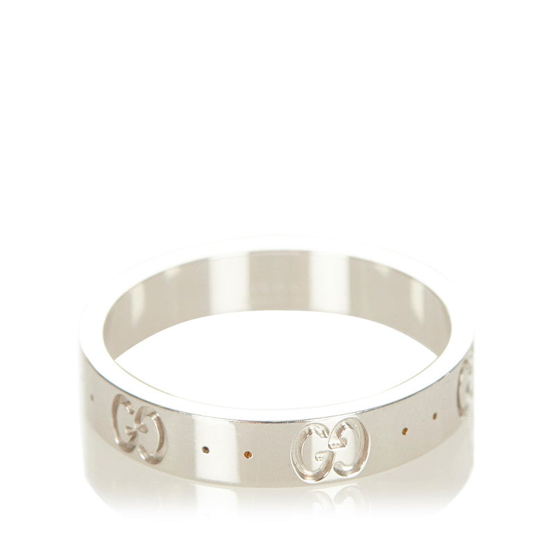 グッチ シルバー K18WG ホワイトゴールド アイコンリング リング 指輪 メンズ GUCCI 18号 【中古】