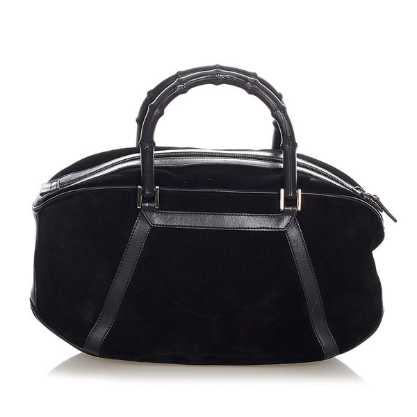 グッチ バンブー 002 1084 ブラック スウェード ハンドバッグ レディース GUCCI 【中古】