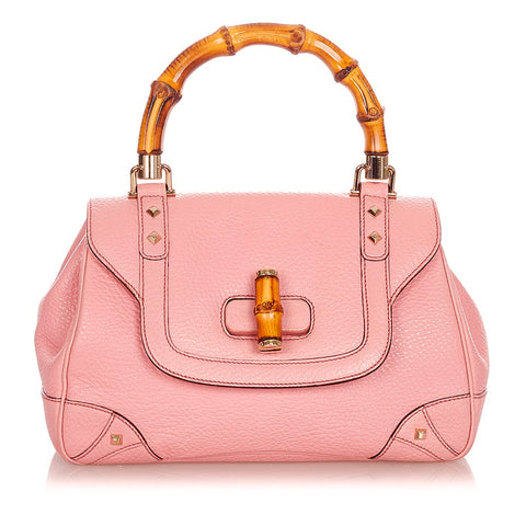 グッチ バンブー スタッズ 137351 ピンク レザー ハンドバッグ レディース GUCCI 【中古】