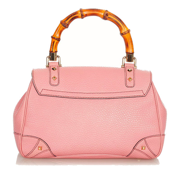 グッチ バンブー スタッズ 137351 ピンク レザー ハンドバッグ レディース GUCCI 【中古】