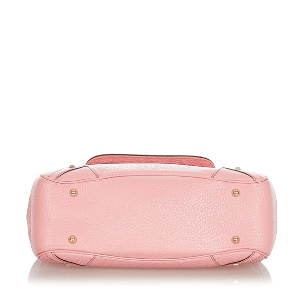 グッチ バンブー スタッズ 137351 ピンク レザー ハンドバッグ レディース GUCCI 【中古】