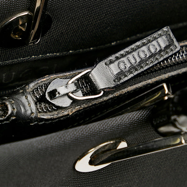 グッチ バンブー ブラック ナイロン ウッド ハンドバッグ レディース GUCCI 【中古】