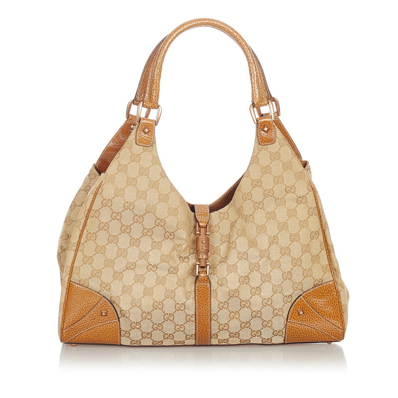 グッチ GGキャンバス ジャッキー 203419 ベージュ キャンバス レザー ハンドバッグ レディース GUCCI 【中古】