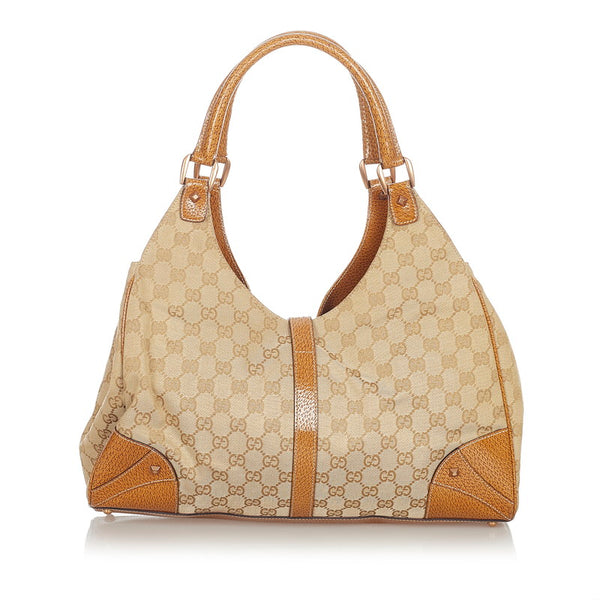 グッチ GGキャンバス ジャッキー 203419 ベージュ キャンバス レザー ハンドバッグ レディース GUCCI 【中古】