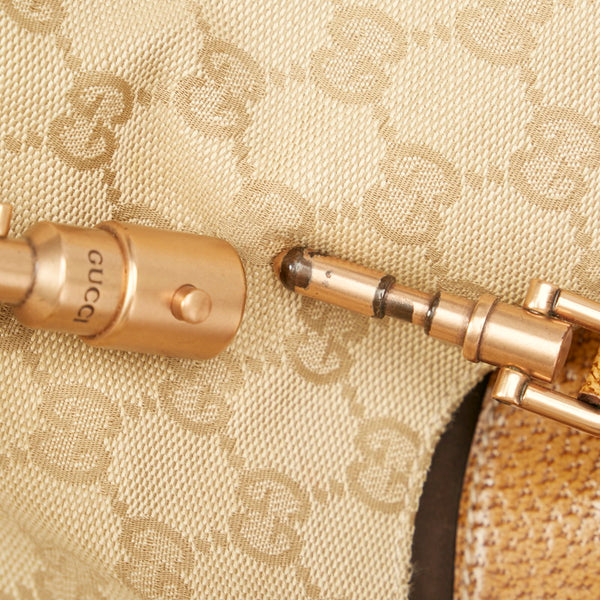 グッチ GGキャンバス ジャッキー 203419 ベージュ キャンバス レザー ハンドバッグ レディース GUCCI 【中古】