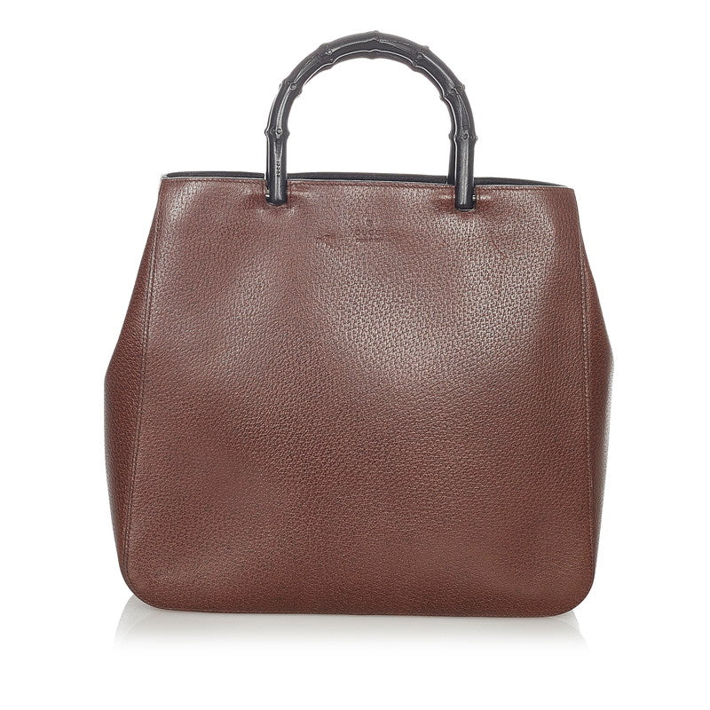 グッチ バンブー 002・1060 ブラウン レザー ハンドバッグ レディース GUCCI 【中古】