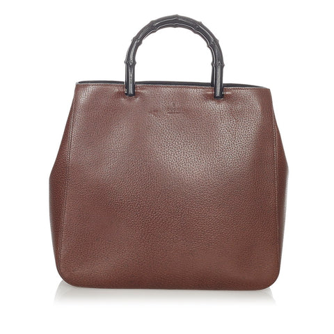 グッチ バンブー 002・1060 ブラウン レザー ハンドバッグ レディース GUCCI 【中古】