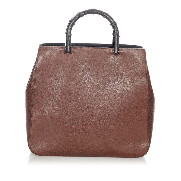 グッチ バンブー 002・1060 ブラウン レザー ハンドバッグ レディース GUCCI 【中古】