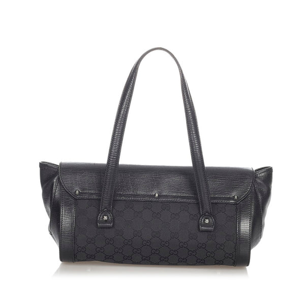 グッチ GGキャンバス バンブー 111713 ブラック キャンバス レザー ハンドバッグ レディース GUCCI 【中古】