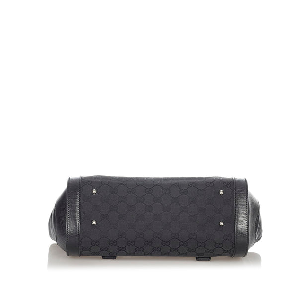 グッチ GGキャンバス バンブー 111713 ブラック キャンバス レザー ハンドバッグ レディース GUCCI 【中古】