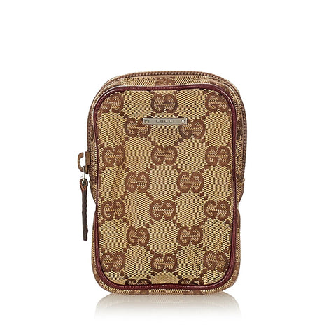 グッチ GGキャンバス 115249 ベージュ レッド キャンバス レザー シガレットケース レディース GUCCI 【中古】