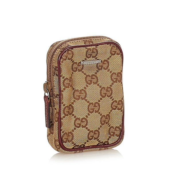 グッチ GGキャンバス 115249 ベージュ レッド キャンバス レザー シガレットケース レディース GUCCI 【中古】