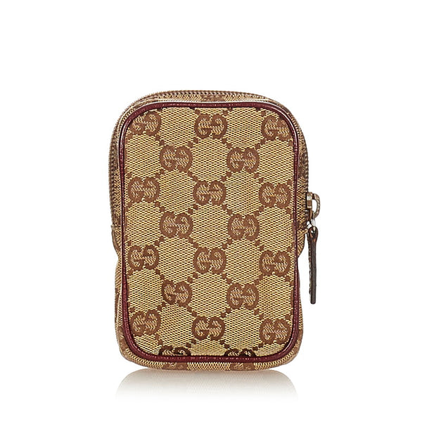 グッチ GGキャンバス 115249 ベージュ レッド キャンバス レザー シガレットケース レディース GUCCI 【中古】