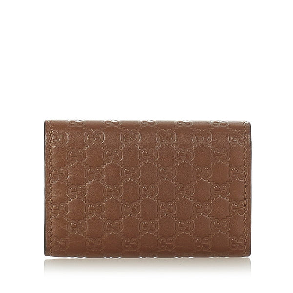 グッチ マイクログッチ シマ キーケース 150402 ブラウン レザー レディース GUCCI 【中古】