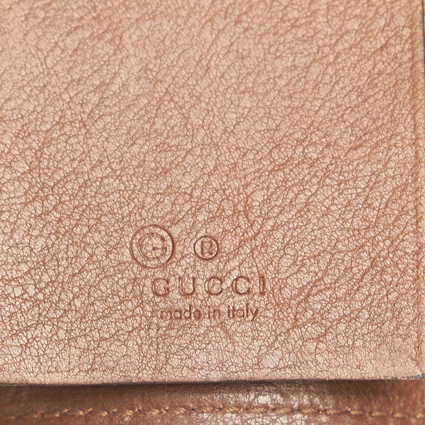 グッチ マイクログッチ シマ キーケース 150402 ブラウン レザー レディース GUCCI 【中古】