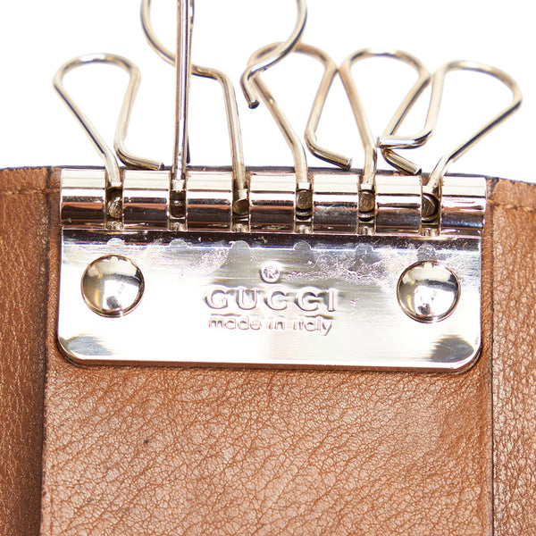 グッチ マイクログッチ シマ キーケース 150402 ブラウン レザー レディース GUCCI 【中古】