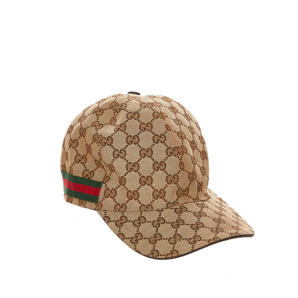 グッチ GGキャンバス　Lサイズ 200035  ベージュ ブラウン キャンバス キャップ メンズ GUCCI 【中古】