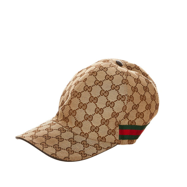グッチ GGキャンバス　Lサイズ 200035  ベージュ ブラウン キャンバス キャップ メンズ GUCCI 【中古】