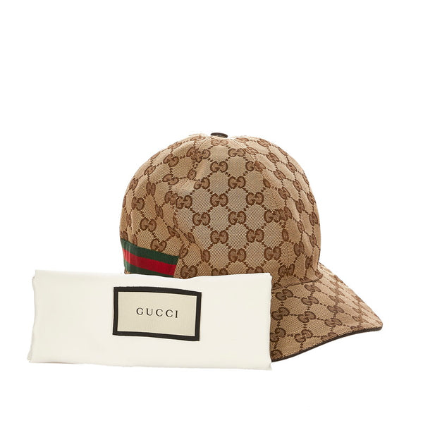 グッチ GGキャンバス　Lサイズ 200035  ベージュ ブラウン キャンバス キャップ メンズ GUCCI 【中古】