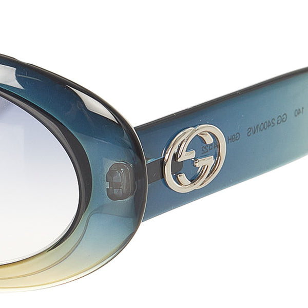 グッチ ダブルG グリーン イエロー プラスチック サングラス レディース GUCCI 【中古】