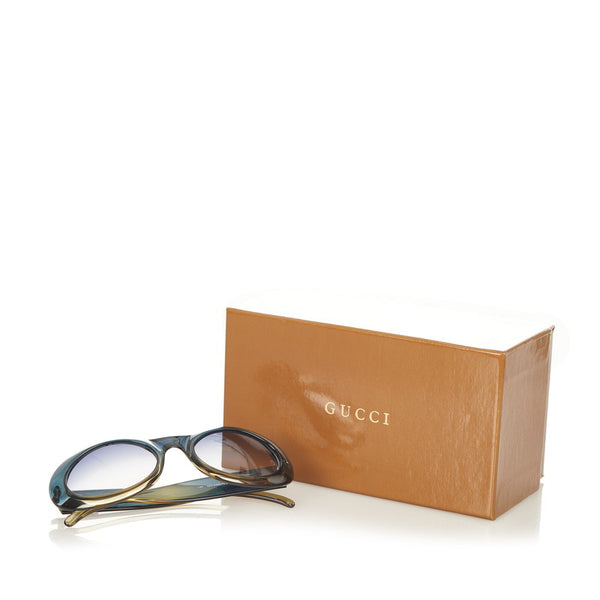 グッチ ダブルG グリーン イエロー プラスチック サングラス レディース GUCCI 【中古】