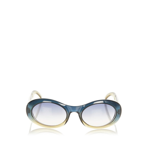 グッチ ダブルG グリーン イエロー プラスチック サングラス レディース GUCCI 【中古】