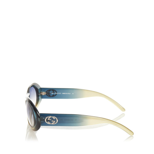 グッチ ダブルG グリーン イエロー プラスチック サングラス レディース GUCCI 【中古】