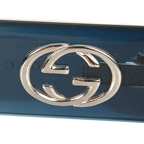 グッチ ダブルG グリーン イエロー プラスチック サングラス レディース GUCCI 【中古】