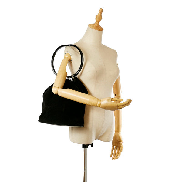 グッチ 001 3738 ブラック スウェード レザー ショルダーバッグ レディース GUCCI 【中古】