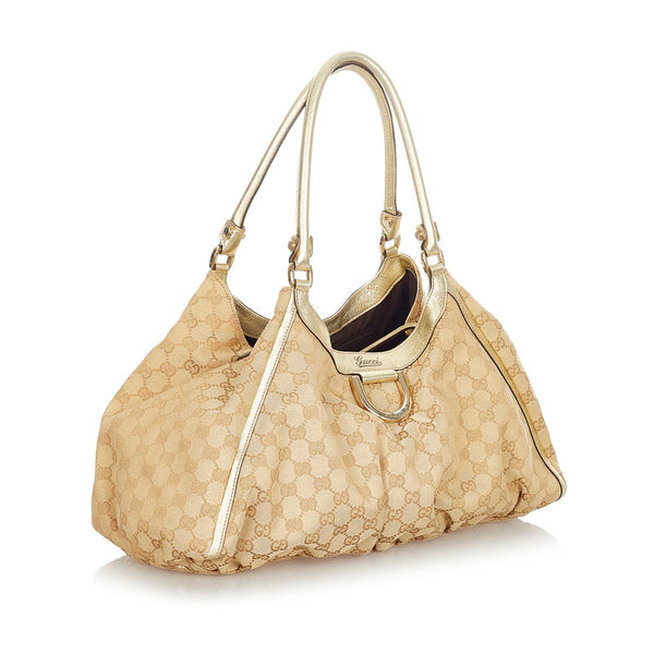 グッチ GGキャンバス 189835 ベージュ ゴールド キャンバス レザー ハンドバッグ ショルダーバッグ 2WAY レディース GUCCI 【中古】