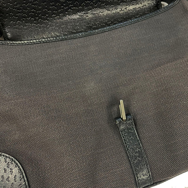 グッチ バンブー 001 4096 1705 ブラック キャンバス レザー ショルダーバッグ レディース GUCCI 【中古】