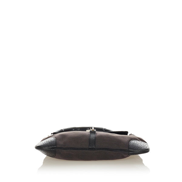 グッチ バンブー 001 4096 1705 ブラック キャンバス レザー ショルダーバッグ レディース GUCCI 【中古】