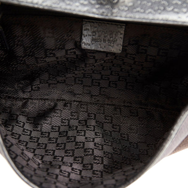 グッチ バンブー 001 4096 1705 ブラック キャンバス レザー ショルダーバッグ レディース GUCCI 【中古】