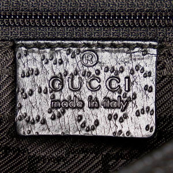 グッチ バンブー 001 4096 1705 ブラック キャンバス レザー ショルダーバッグ レディース GUCCI 【中古】