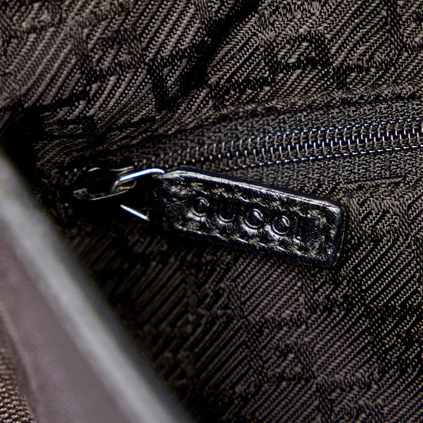 グッチ バンブー 001 4096 1705 ブラック キャンバス レザー ショルダーバッグ レディース GUCCI 【中古】