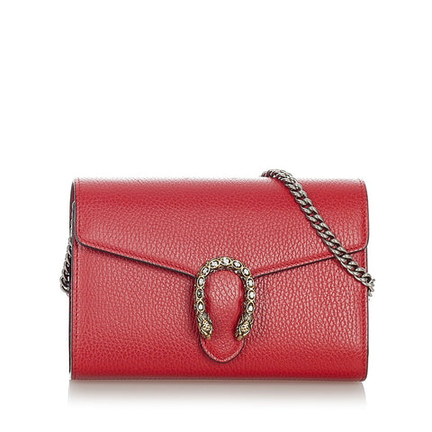 グッチ ディオニュソス 401231 レッド レザー ショルダーバッグ レディース GUCCI 【中古】