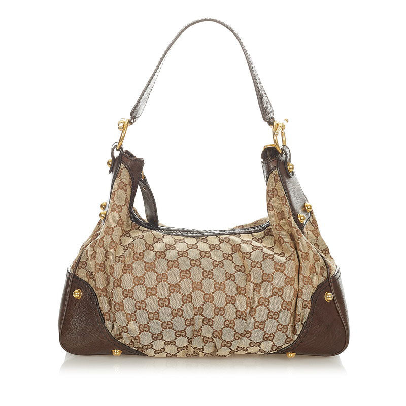 グッチ GGキャンバス 211966 ベージュ キャンバス レザー ワンショルダー レディース GUCCI 【中古】