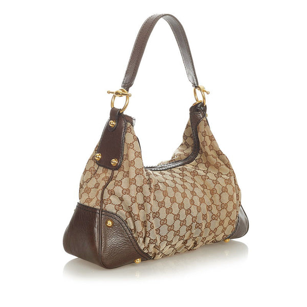 グッチ GGキャンバス 211966 ベージュ キャンバス レザー ワンショルダー レディース GUCCI 【中古】