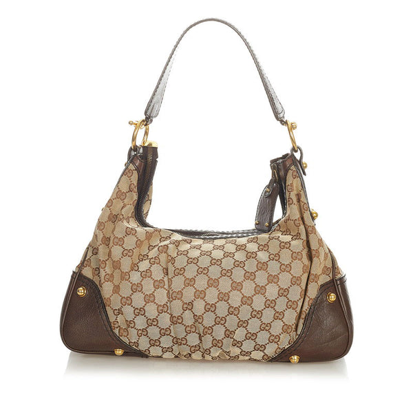 グッチ GGキャンバス 211966 ベージュ キャンバス レザー ワンショルダー レディース GUCCI 【中古】