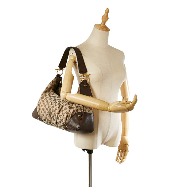 グッチ GGキャンバス 211966 ベージュ キャンバス レザー ワンショルダー レディース GUCCI 【中古】