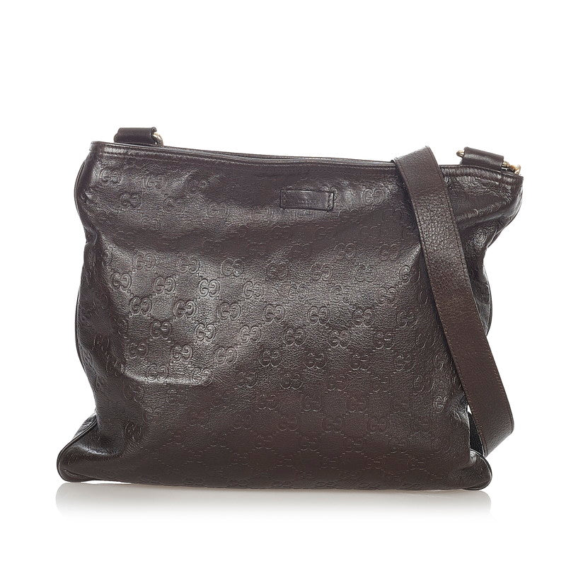 グッチ グッチシマ 201446 ブラウン レザー 斜め掛け ショルダーバッグ レディース GUCCI 【中古】