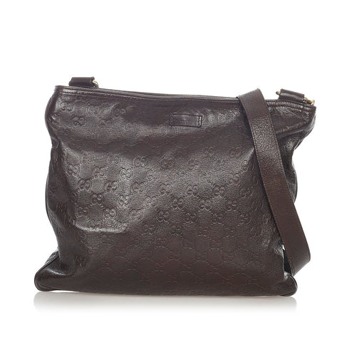 グッチ グッチシマ 201446 ブラウン レザー 斜め掛け ショルダーバッグ レディース GUCCI 【中古】