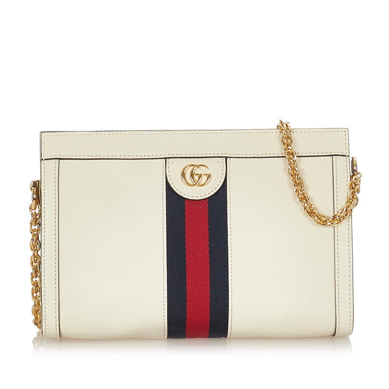 グッチ オフィディア 503877 ホワイト レザー チェーン ショルダーバッグ レディース GUCCI 【中古】