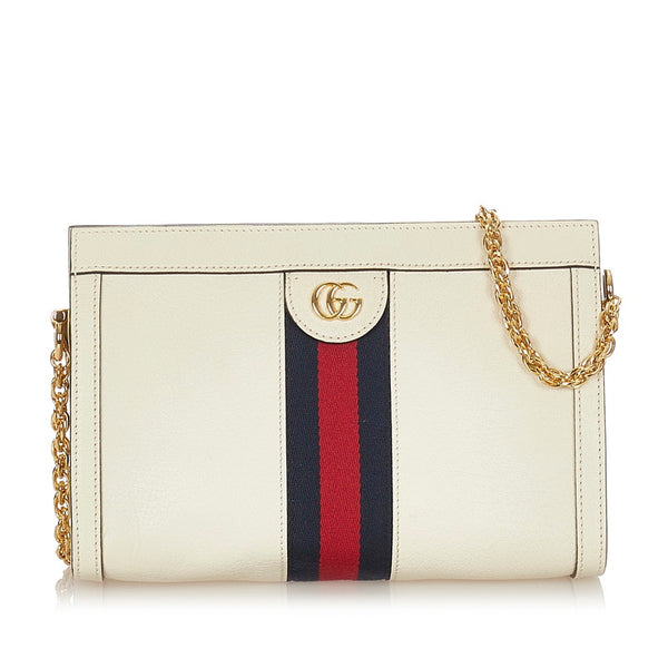 グッチ オフィディア 503877 ホワイト レザー チェーン ショルダーバッグ レディース GUCCI 【中古】