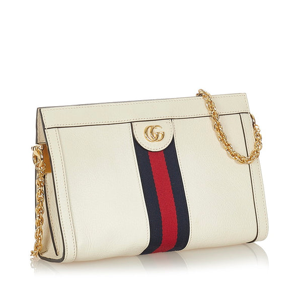 グッチ オフィディア 503877 ホワイト レザー チェーン ショルダーバッグ レディース GUCCI 【中古】